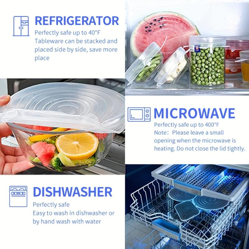 6pcs Silicone Stretch Lids Reusable Food Bowl Covers