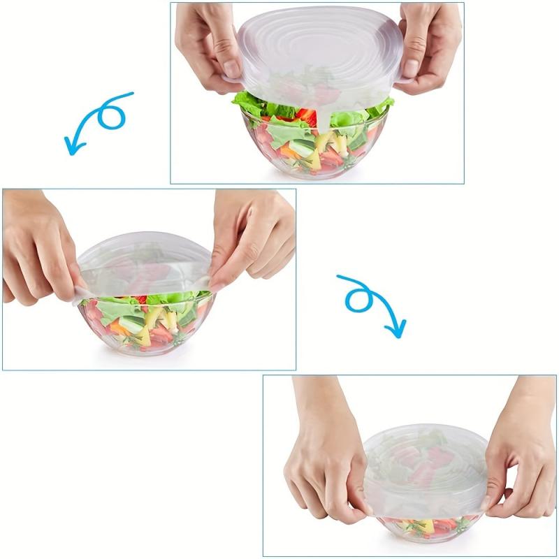 6pcs Silicone Stretch Lids Reusable Food Bowl Covers