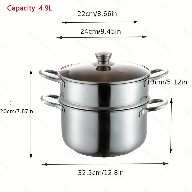 Stainless Steel Soup Pot 4.9L Large Capacity Cookware