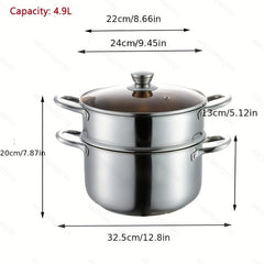 Stainless Steel Soup Pot 4.9L Large Capacity Cookware