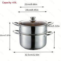 Stainless Steel Soup Pot 4.9L Large Capacity Cookware