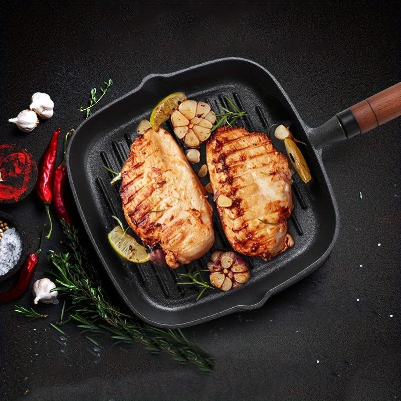 Cast Iron Square Grill Pan Non Stick Steak Pan For Camping Kitchen