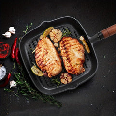 Cast Iron Square Grill Pan Non Stick Steak Pan For Camping Kitchen