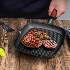 Cast Iron Square Grill Pan Non Stick Steak Pan For Camping Kitchen