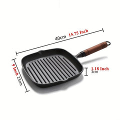 Cast Iron Square Grill Pan Non Stick Steak Pan For Camping Kitchen