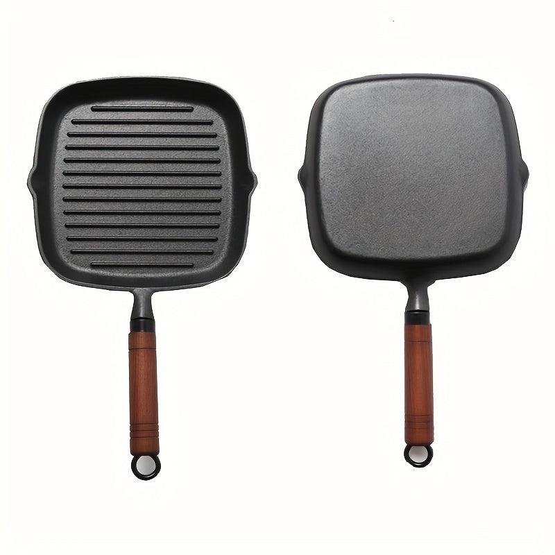 Cast Iron Square Grill Pan Non Stick Steak Pan For Camping Kitchen
