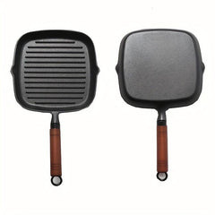 Cast Iron Square Grill Pan Non Stick Steak Pan For Camping Kitchen