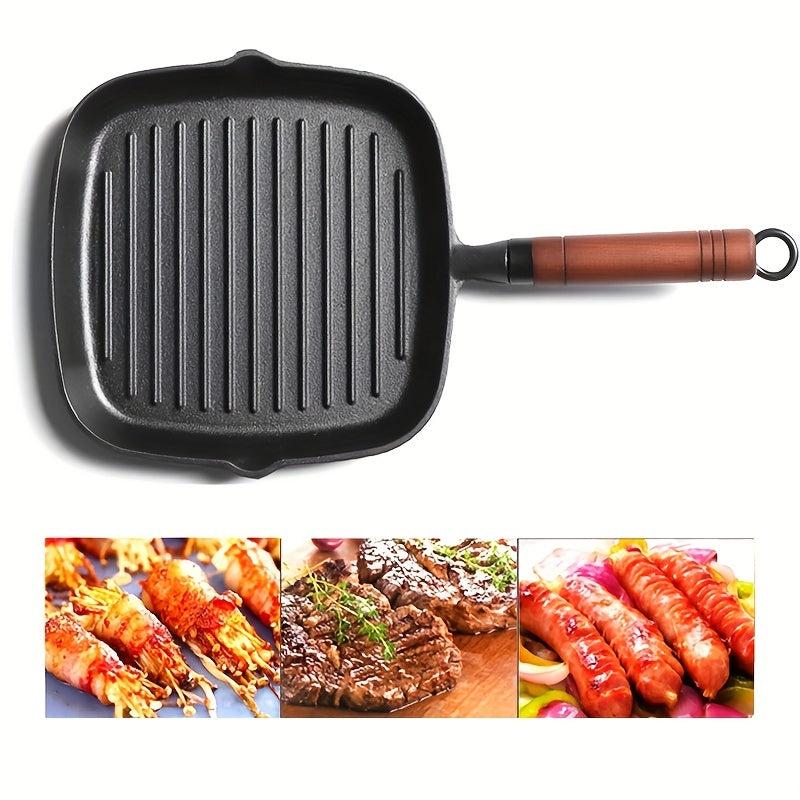 Cast Iron Square Grill Pan Non Stick Steak Pan For Camping Kitchen
