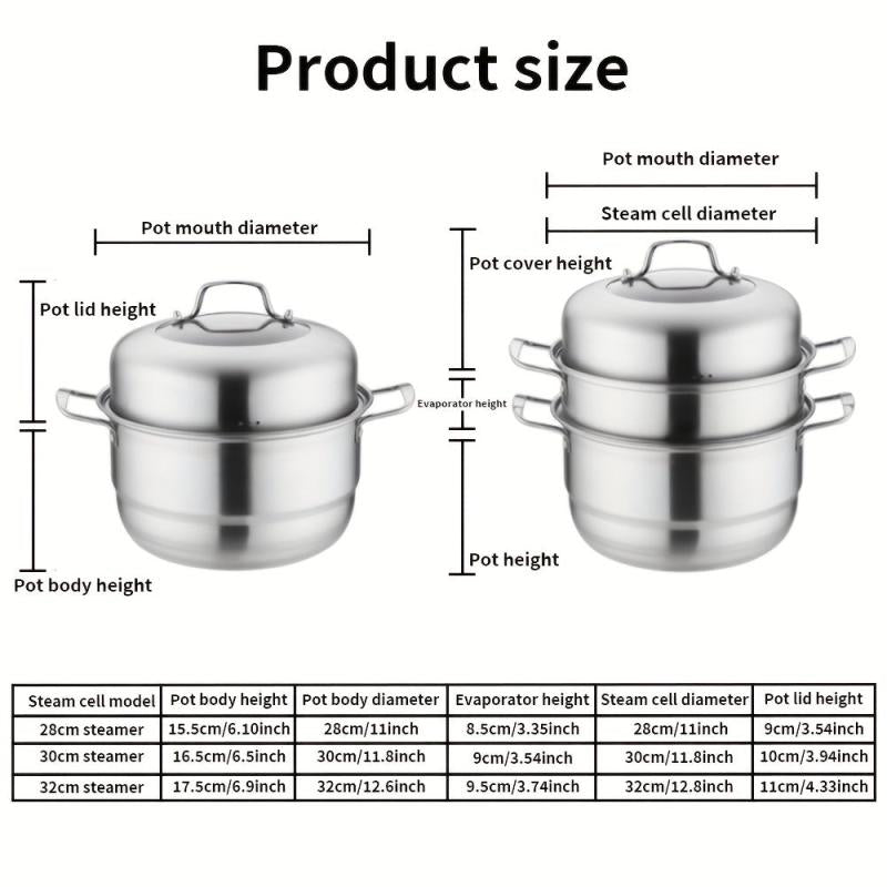 Stainless Steel Soup Cooker 3 Layer Food Steamer Cooking Pot