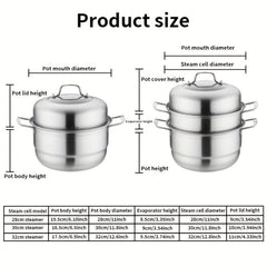 Stainless Steel Soup Cooker 3 Layer Food Steamer Cooking Pot