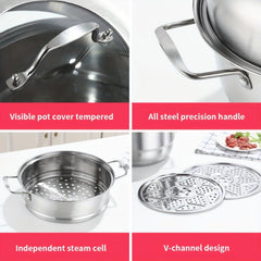 Stainless Steel Soup Cooker 3 Layer Food Steamer Cooking Pot