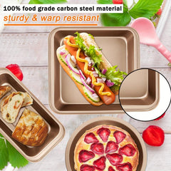 5pcs Nonstick Baking Pans Set Kitchen Bakeware with Round Square Cake Pan Muffin