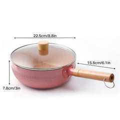Aluminum Saucepan With Lid Wooden Handle