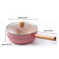 Aluminum Saucepan With Lid Wooden Handle
