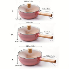 Aluminum Saucepan With Lid Wooden Handle