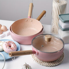 Aluminum Saucepan With Lid Wooden Handle