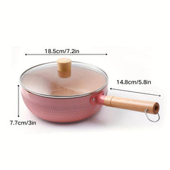 Aluminum Saucepan With Lid Wooden Handle