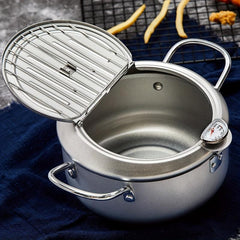 Japanese Tempura Deep Fryer With Thermometer - Easy to Use & Clean