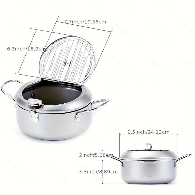 Japanese Tempura Deep Fryer With Thermometer - Easy to Use & Clean