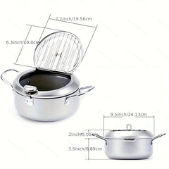 Japanese Tempura Deep Fryer With Thermometer - Easy to Use & Clean