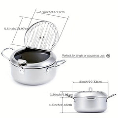 Japanese Tempura Deep Fryer With Thermometer - Easy to Use & Clean