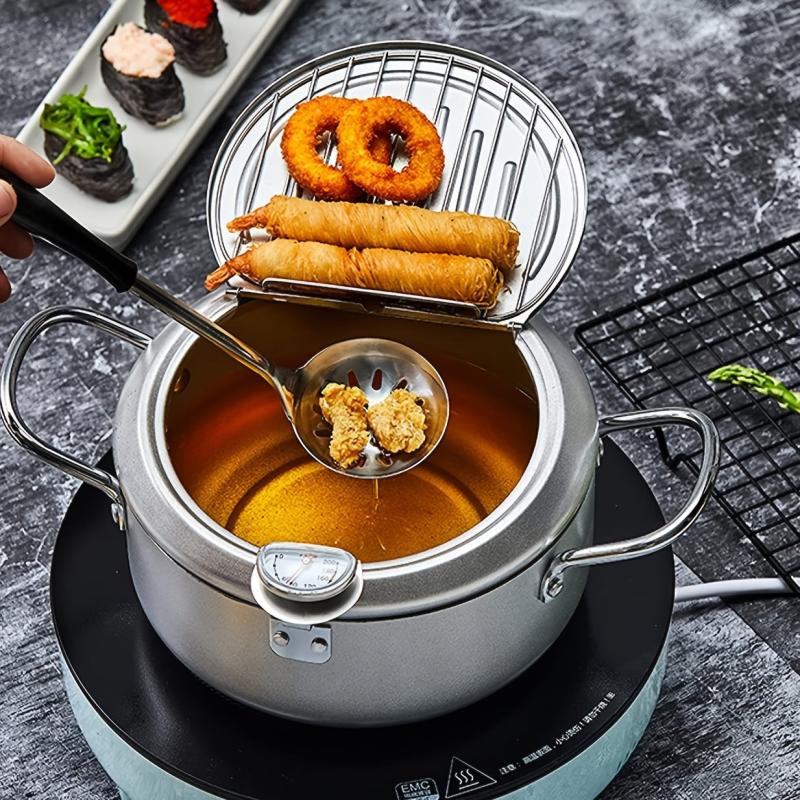 Japanese Tempura Deep Fryer With Thermometer - Easy to Use & Clean