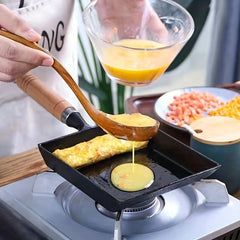 Non Stick Egg Pancake Maker Pan 4 Holes Wooden Handle