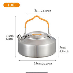 1L Stainless Camping Teapot Lightweight Outdoor Kettle