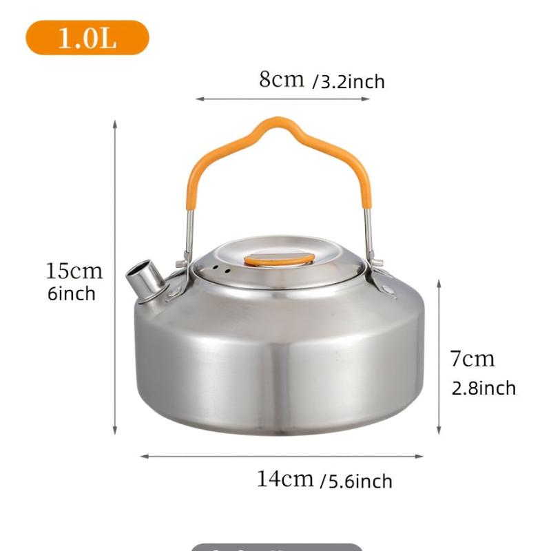 1L Stainless Camping Teapot Lightweight Outdoor Kettle