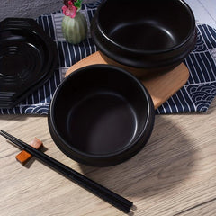 Stone Bowl With Tray 5.5'' 27 OZ Ceramic Stone Hot Pot