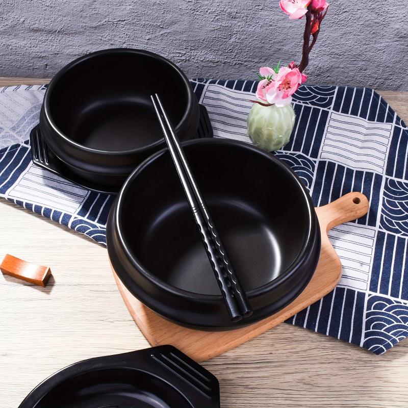 Stone Bowl With Tray 5.5'' 27 OZ Ceramic Stone Hot Pot