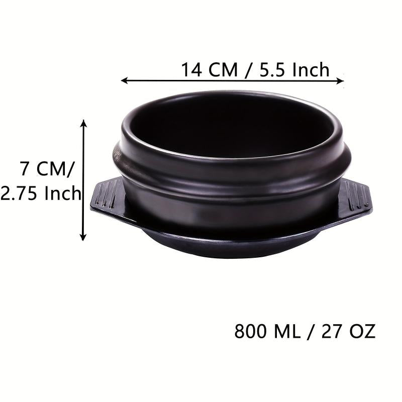 Stone Bowl With Tray 5.5'' 27 OZ Ceramic Stone Hot Pot