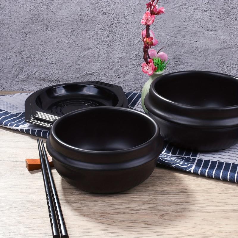 Stone Bowl With Tray 5.5'' 27 OZ Ceramic Stone Hot Pot