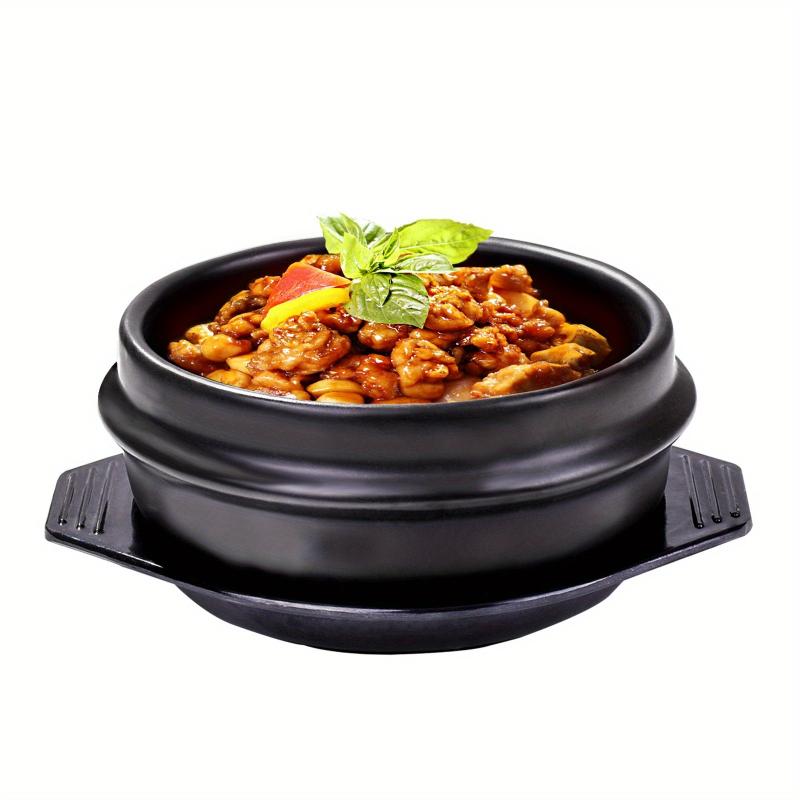 Stone Bowl With Tray 5.5'' 27 OZ Ceramic Stone Hot Pot