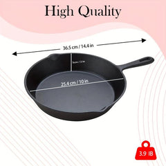 Pre Seasoned Cast Iron Frying Pan 25.4cm Silicone Handle Kitchen