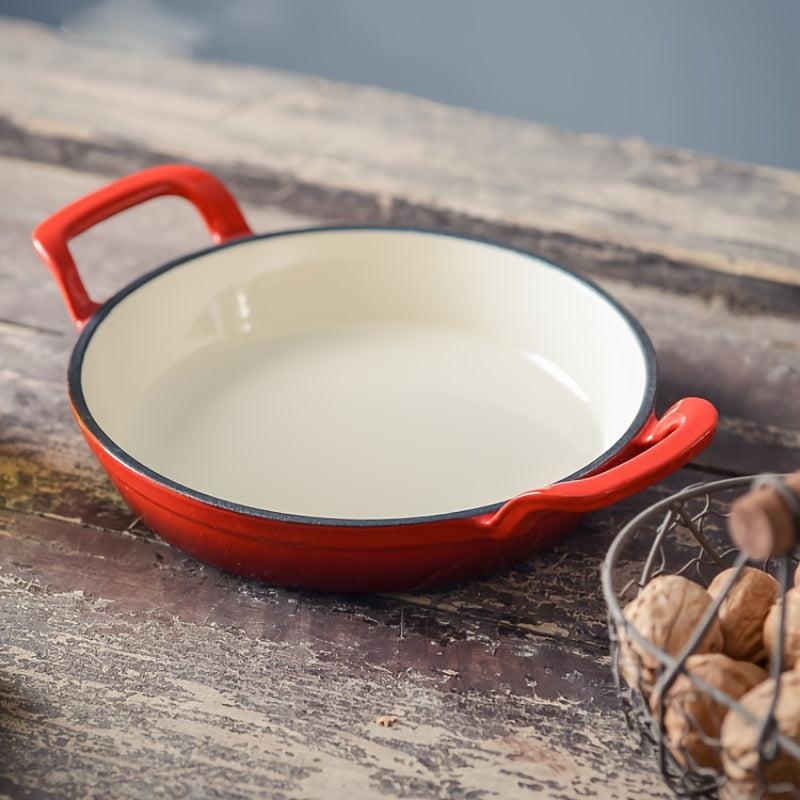1pc 20 Enameled Cast Iron Skillet Orange & Small Cast Iron Skillets BBQ Safe Pan