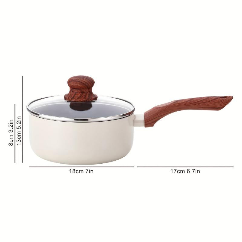 Non Stick 7in Sauce Pan With Lid - Small Pot With Ceramic Coating