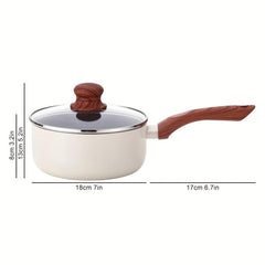 Non Stick 7in Sauce Pan With Lid - Small Pot With Ceramic Coating