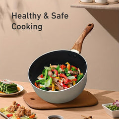 Non Stick 7in Sauce Pan With Lid - Small Pot With Ceramic Coating