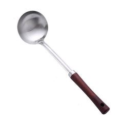 Stainless Steel Wok Spatula Soup Spoon Heat Resistant Wooden Handle
