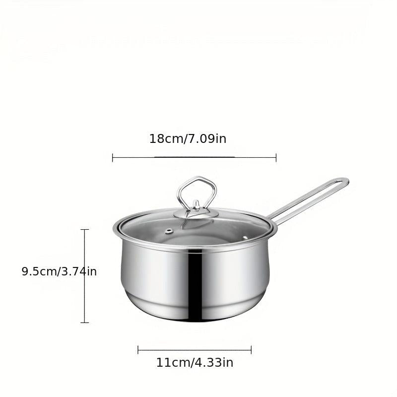 3pcs Stainless Steel Cookware Set Flat Bottom Frying Pan Soup Pot Milk Pot