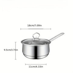 3pcs Stainless Steel Cookware Set Flat Bottom Frying Pan Soup Pot Milk Pot