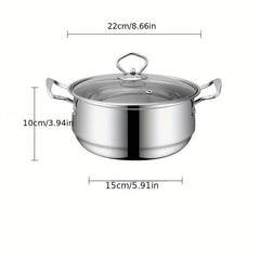 3pcs Stainless Steel Cookware Set Flat Bottom Frying Pan Soup Pot Milk Pot