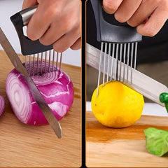 Onion Holder Slicer Vegetable Tools Stainless Steel Cutting Kitchen Gadget