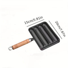 Cast Iron Sausage Pan Pre Seasoned Square Grill Pan for Kitchen & Outdoor Use