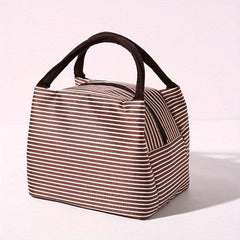 Striped Lunch Box Bag Thermal Waterproof Insulation Portable