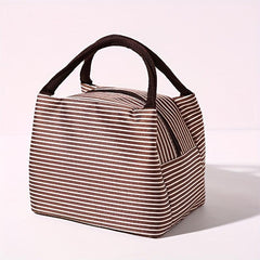 Striped Lunch Box Bag Thermal Waterproof Insulation Portable