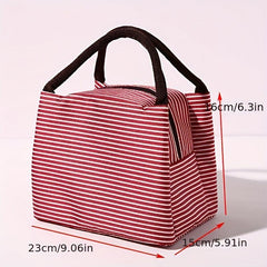 Striped Lunch Box Bag Thermal Waterproof Insulation Portable