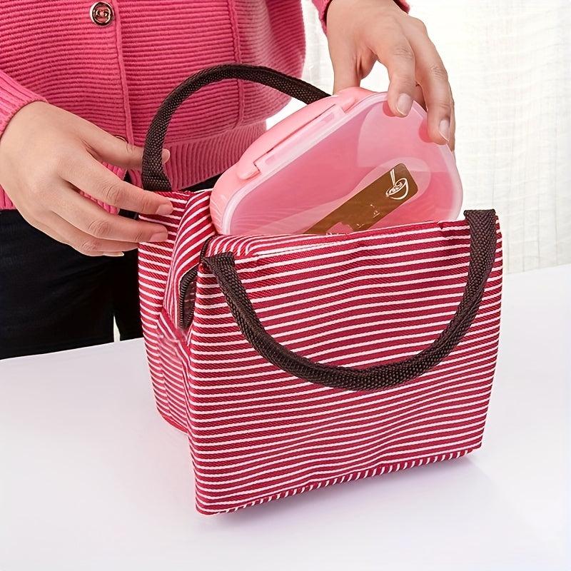 Striped Lunch Box Bag Thermal Waterproof Insulation Portable
