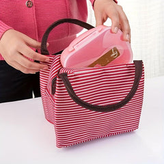 Striped Lunch Box Bag Thermal Waterproof Insulation Portable